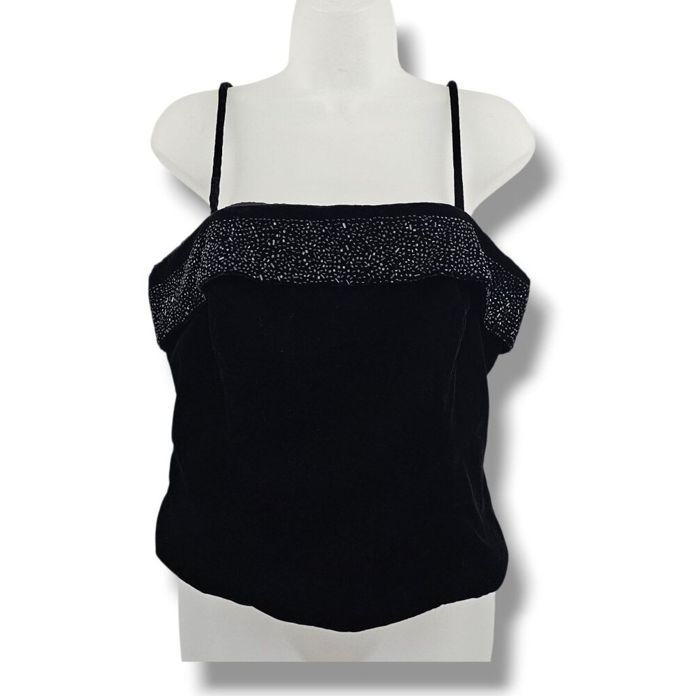 Crimson By Lawrence Kirtz Womens Black Velvet Embellished Bustier Top Size‎ 12